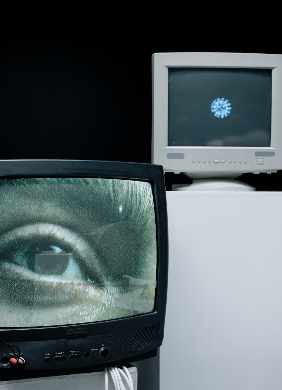 person s eye showing on a tv s screen